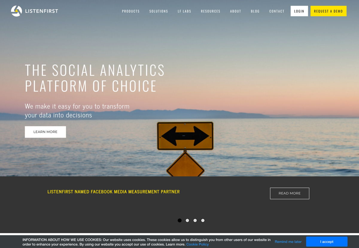 Screenshot of Listen First Media, from the weebly websites collection.