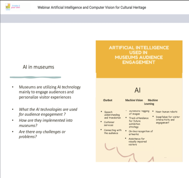 Artificial Intelligence and Computer Vision for Cultural Heritage