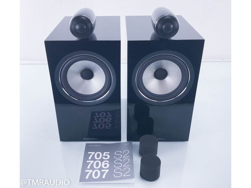 B&W 705 S2 Bookshelf Speakers Pair Gloss Black (12349)