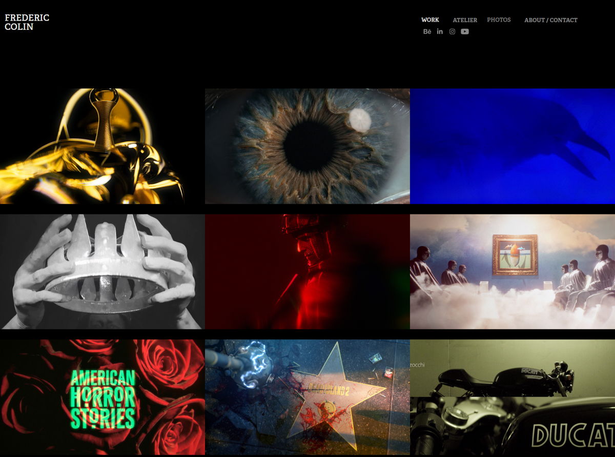 Screenshot of Frédéric Colin, from the motion design portfolios collection.