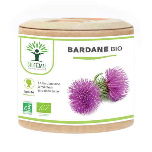 Bardane Bio - Complément Alimentaire - Contre la Peau Grasse, Anti-Acné, Détoxifiante - 2 x 60 gélules - 120