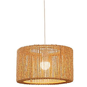 Lámpara Colgante con Tejido de Rattan | Freund