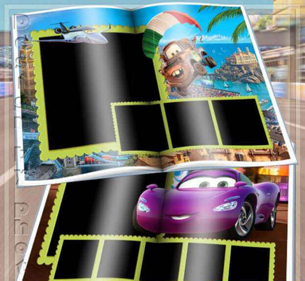 Детская фотокнига для Фотошоп с героями мультфильма "Тачки"