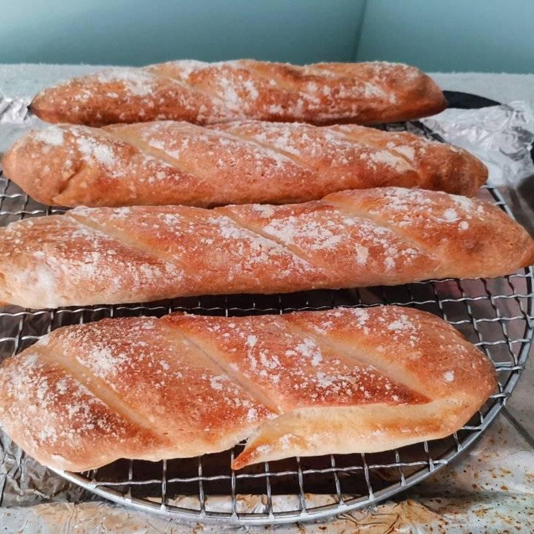 freshly baked light and fluffy french baguettes