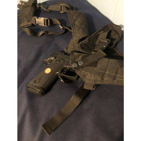 vertical shoulder holster, gun shoulder holster, tactical shoulder holster