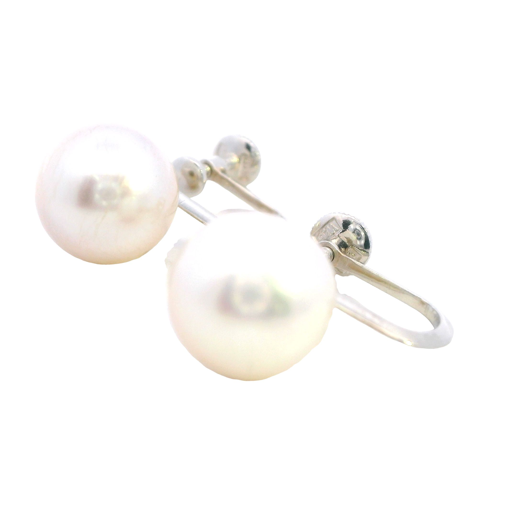 Classic White Gold Cultured Pearl Earrings