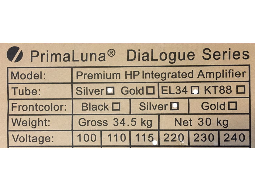 PrimaLuna Dialogue Premiem HP Inegrated Amplifier -Silver  **Clearance**