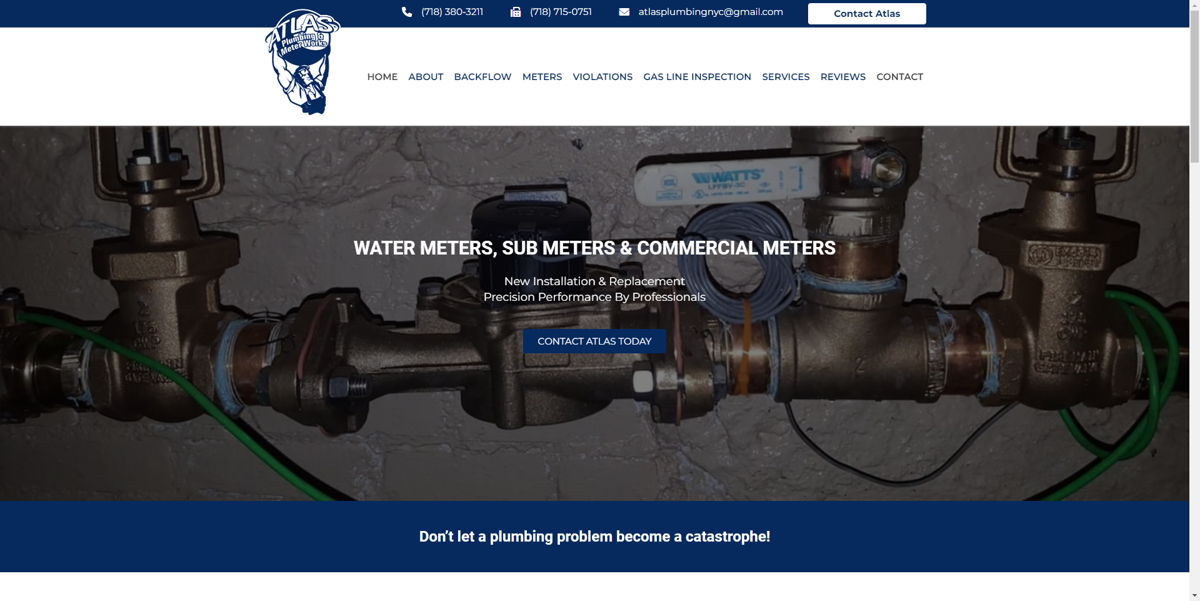 Screenshot of Atlas Plumbing NYC, from the contractor websites collection.