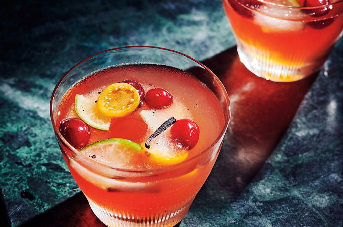 Clementine Rum Punch with Flavoured Ice Rings