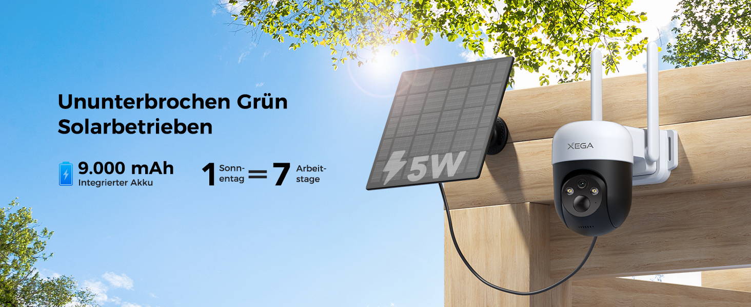Ununterbrochene Überwachung mit dieser Solar-Kamera! 9.000 mAh Akku & 5W Solarpanel sorgen für bis zu 7 Tage Energie. Jetzt bestellen!