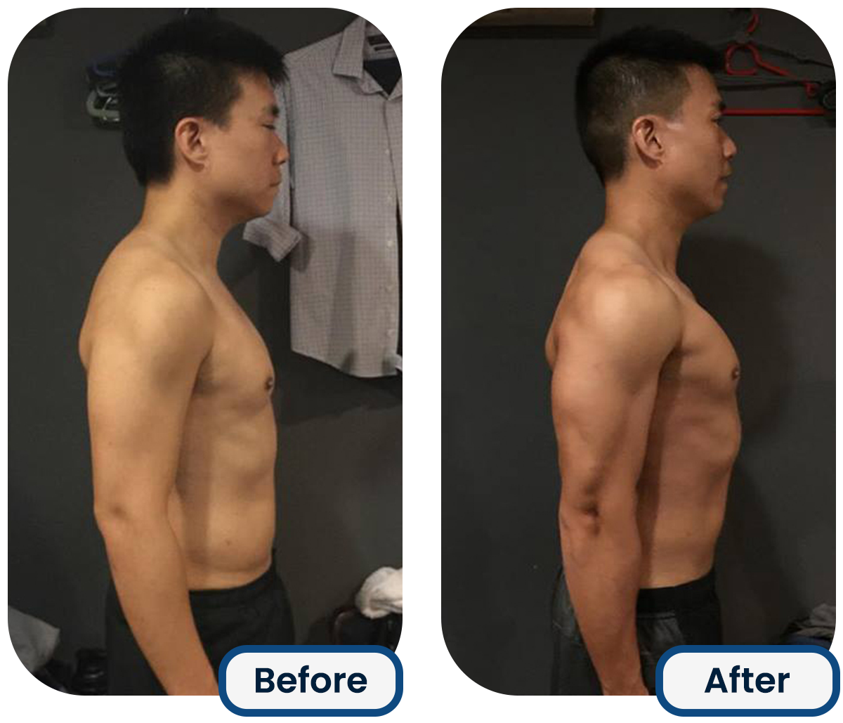 a man's body from the side before and after using the Best Weight Loss Pills Singapore