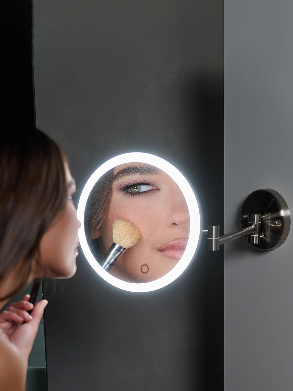 wall mirror with arm lighted makeup extendable