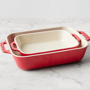 Stoneware Rectangular Baking Dish set of 2, Red | Staub