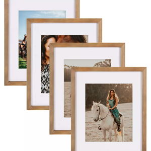 DesignOvation Gallery 11x14 matted to 8x10 Wood Picture Frame, Set of 4