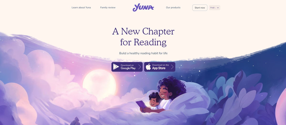 Screenshot of Yuna, from the saas websites collection.
