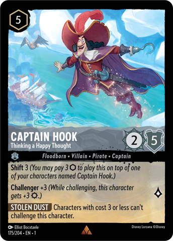 Captain Hook card from Disney's Lorcana: The First Chapter.