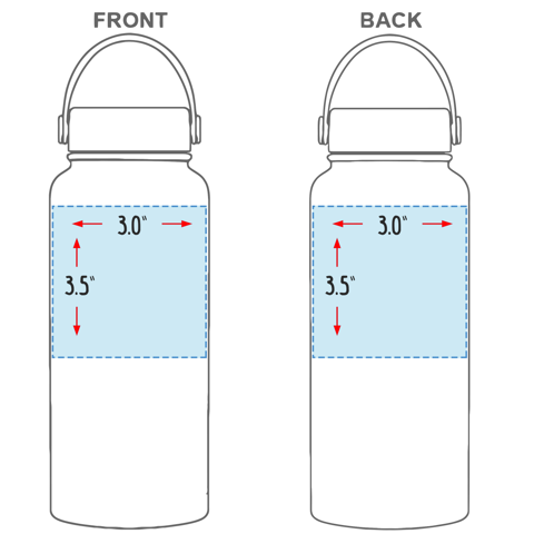 Custom Logo Water Bottle 32 oz Laser Engraved Business Logo Sizing