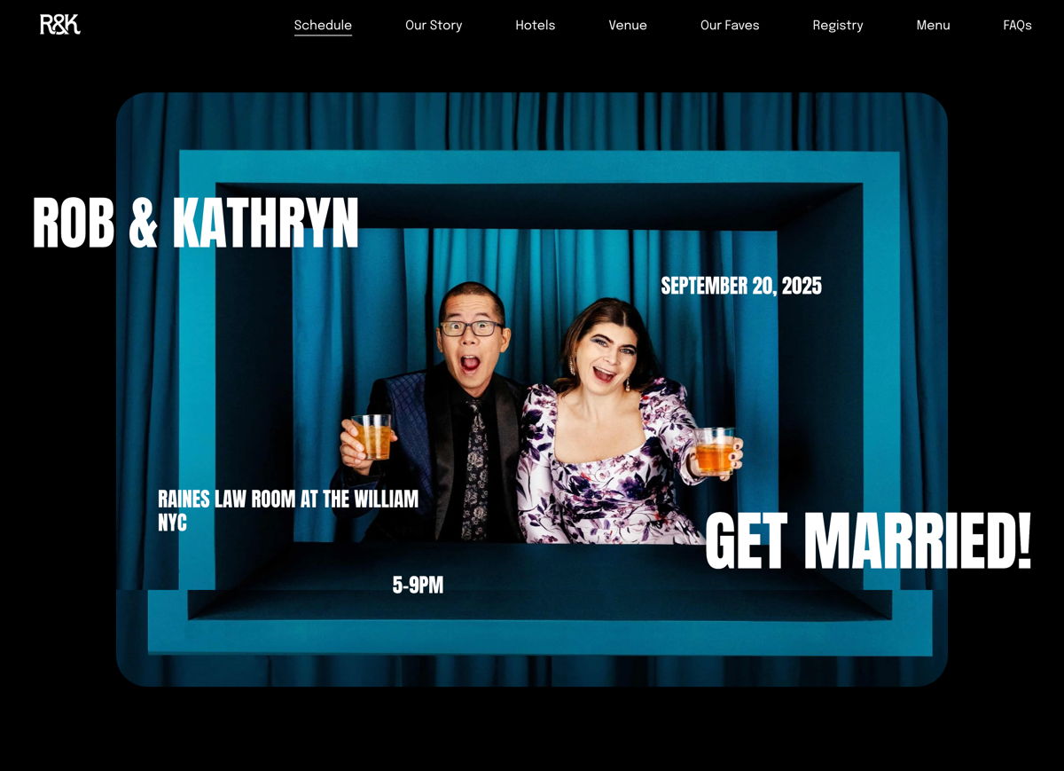 Screenshot of Rob and Kathryn, from the wedding websites collection.