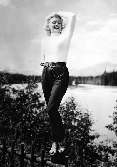 Marilyn Monroe in jeans and a turtleneck sweater