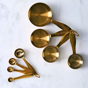 Maison Plus Gold Measuring Cups & Spoons Set, Stainless Steel