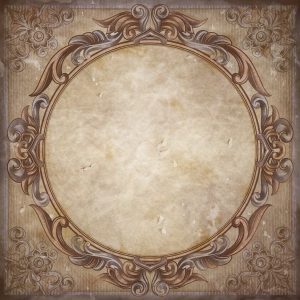 Круглая винтажная рамка на старом листе (jpg и послойный psd)