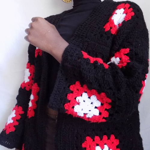 Granny square kaleidoscope crochet cardigan pattern