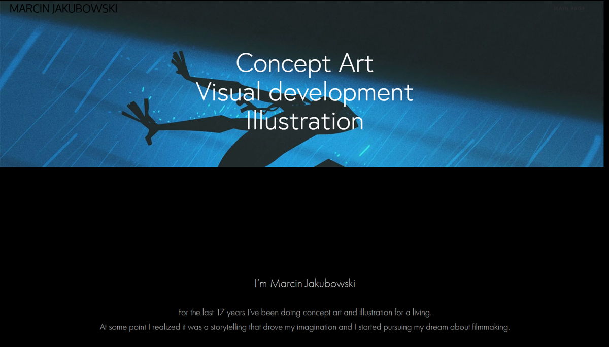 Screenshot of Marcin Jakubowski, from the concept art portfolios collection.
