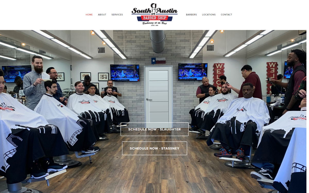 Screenshot of South Austin Barber Shop, from the barber & barbershop websites collection.