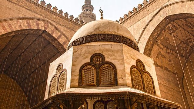 Stunning architecture at the Mosque-Madrasa of Sultan Hassan in Cairo, Egypt