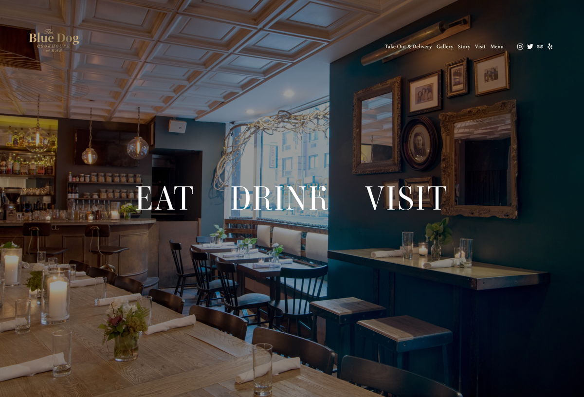 Screenshot of Blue Dog, from the squarespace websites  collection.