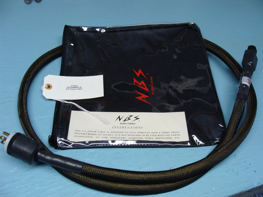 NBS Audio Cables Statement III ac 6 ft. 15amp. Superb! 1-Owner! 4 Months Old.
