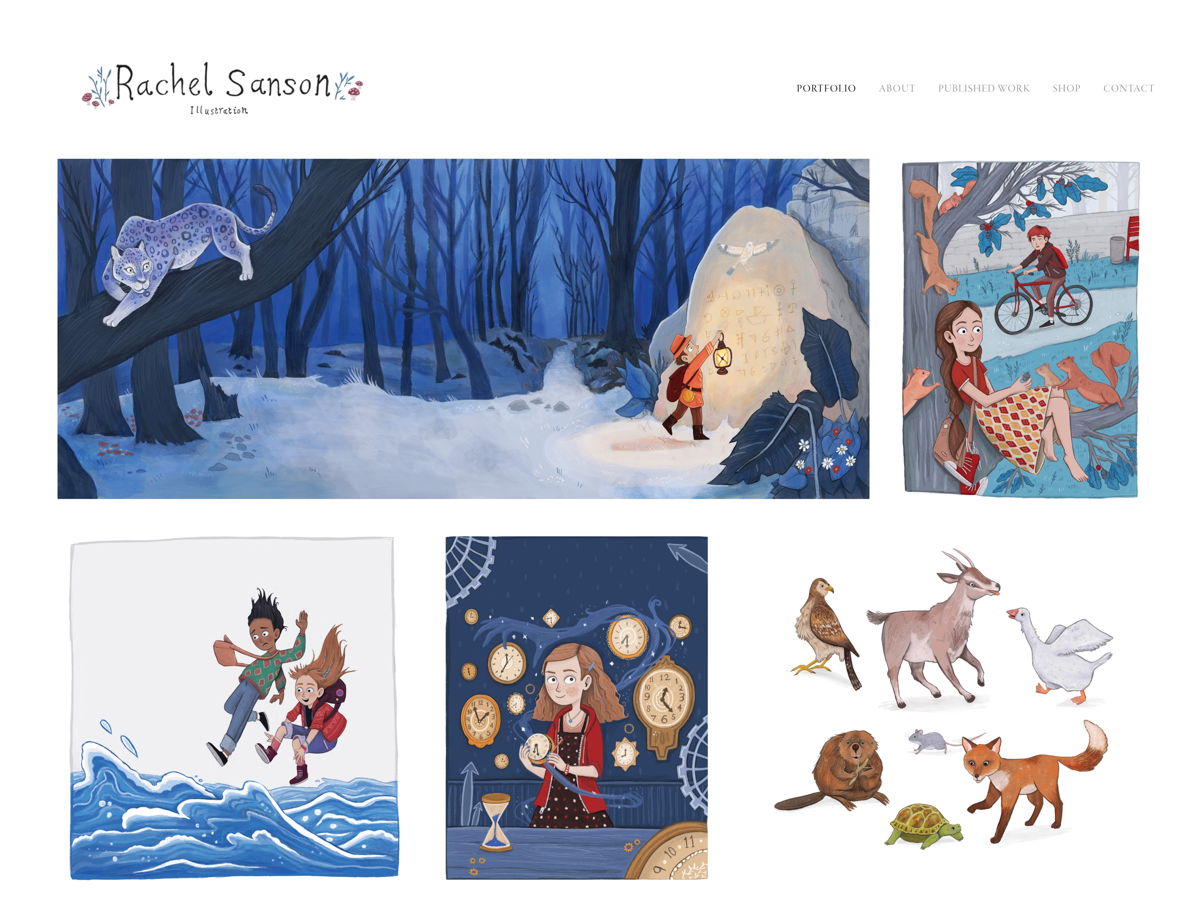 Screenshot of Rachel Sanson, from the illustrator portfolios collection.