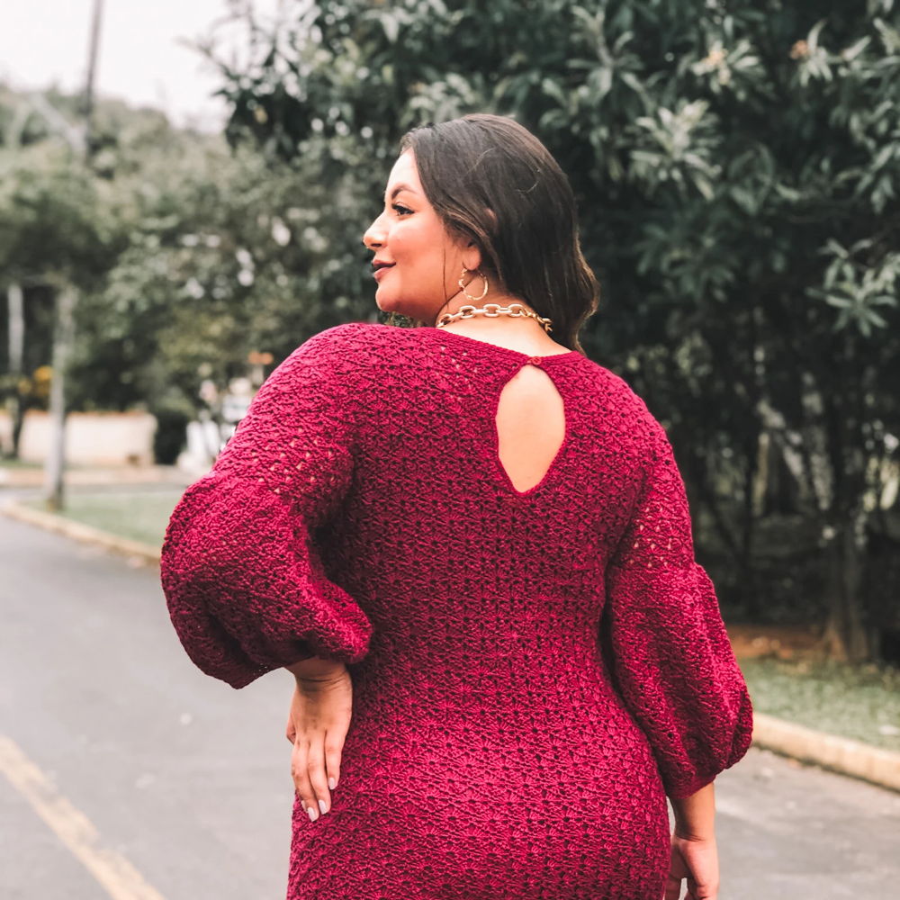 Crochet Dress With Puff Sleeves