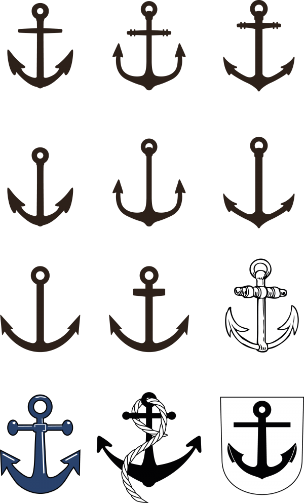 Якорь — набор векторных изображений (якорь — векторный клипарт)