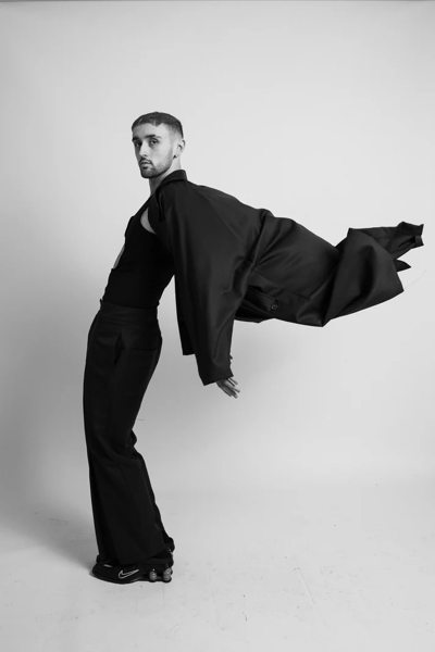 Provocator - P7417 HERMAPHRODITE LONG UNISEX COAT WITH ADJUSTABLE STRAPS TO ROLL UP SLEEVES, GREY WOOL, ONE SIZE FIT ALL - Image 3