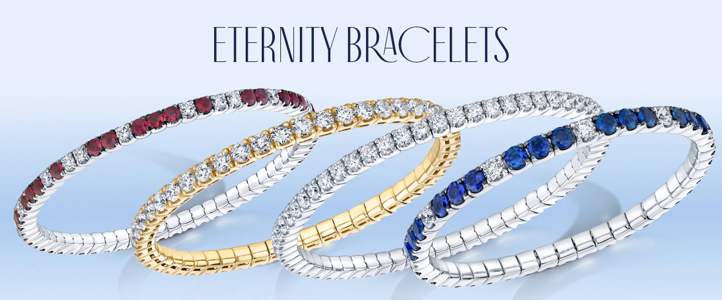 Bracelets with diamonds and sapphires in white gold and yellow gold