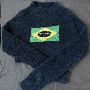 CROPPED BRAZIL KNITTED SWEATER
