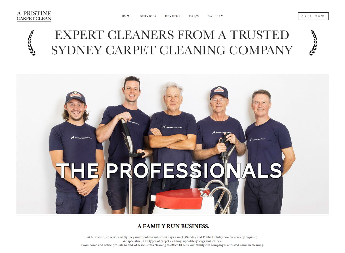 Screenshot of A Pristine Carpet Clean, from the white websites collection.