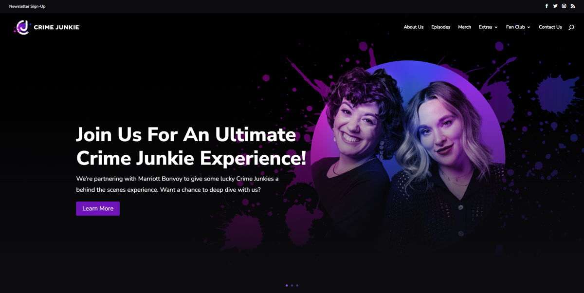Screenshot of Crime Junkie, from the podcast websites collection.