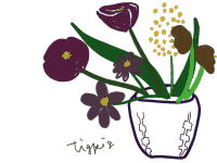 北欧風のガーリーでレトロな花のイラスト素材 Tigpig Awrd