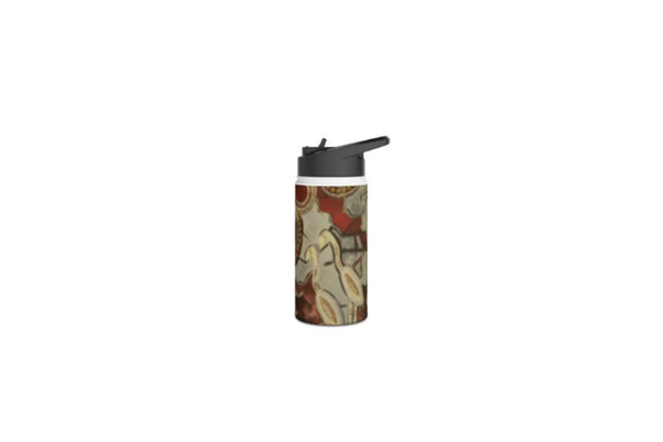 Artistic Stainless Steel Water Bottle | Abstract Earth Tones Travel Flask - Image 5
