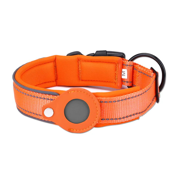 Orange Reflective Adjustable Anti-Lost Pet Collar (For Apple AirTag - Collar Only, Tracker Not Included)