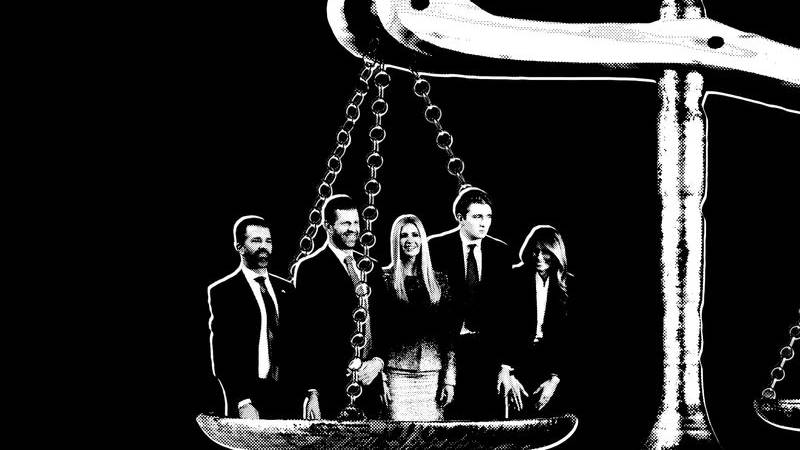 The Trump family on the scales of justice