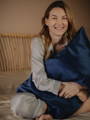 Masque de sommeil LUXE 25 momme Bleu nuit Pyjama Pure soie Gris Perle