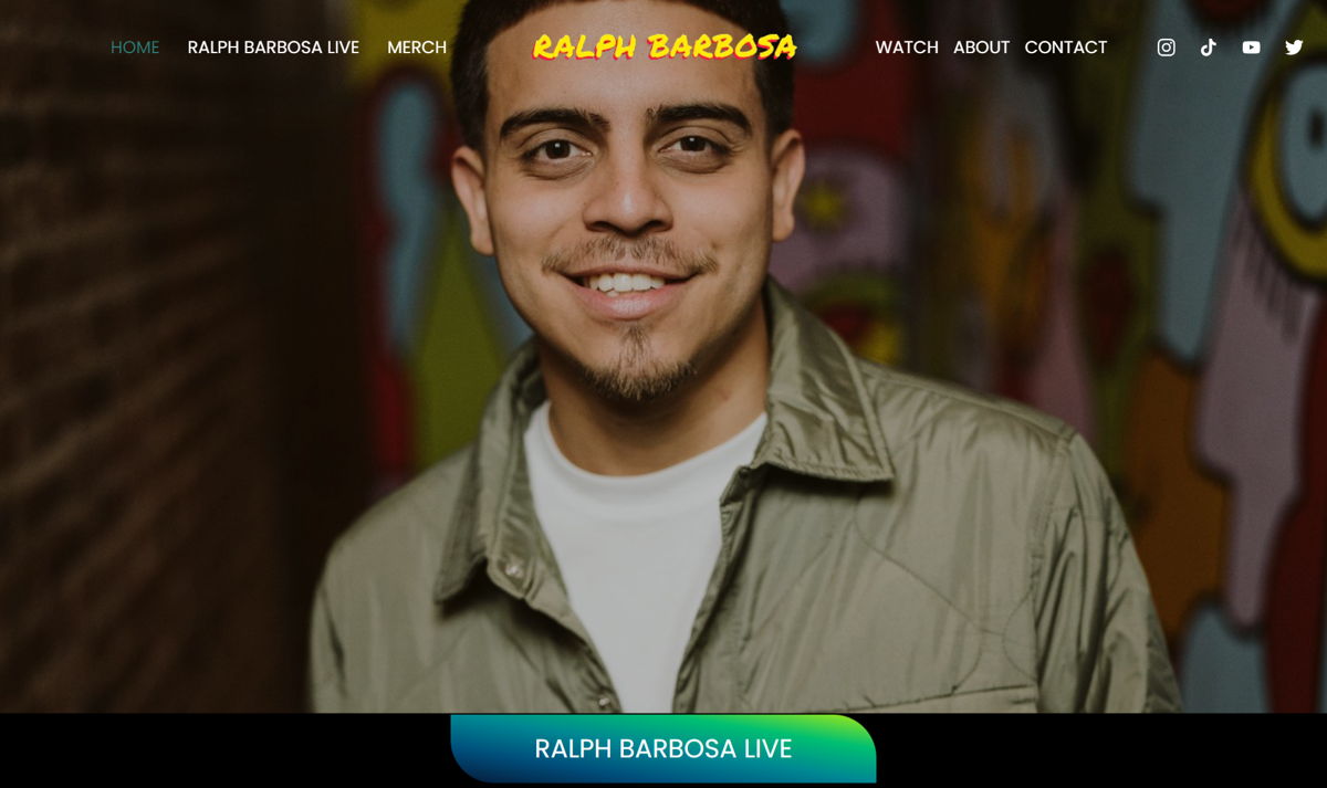 Screenshot of Ralph Barbosa, from the stand-up comedian websites collection.