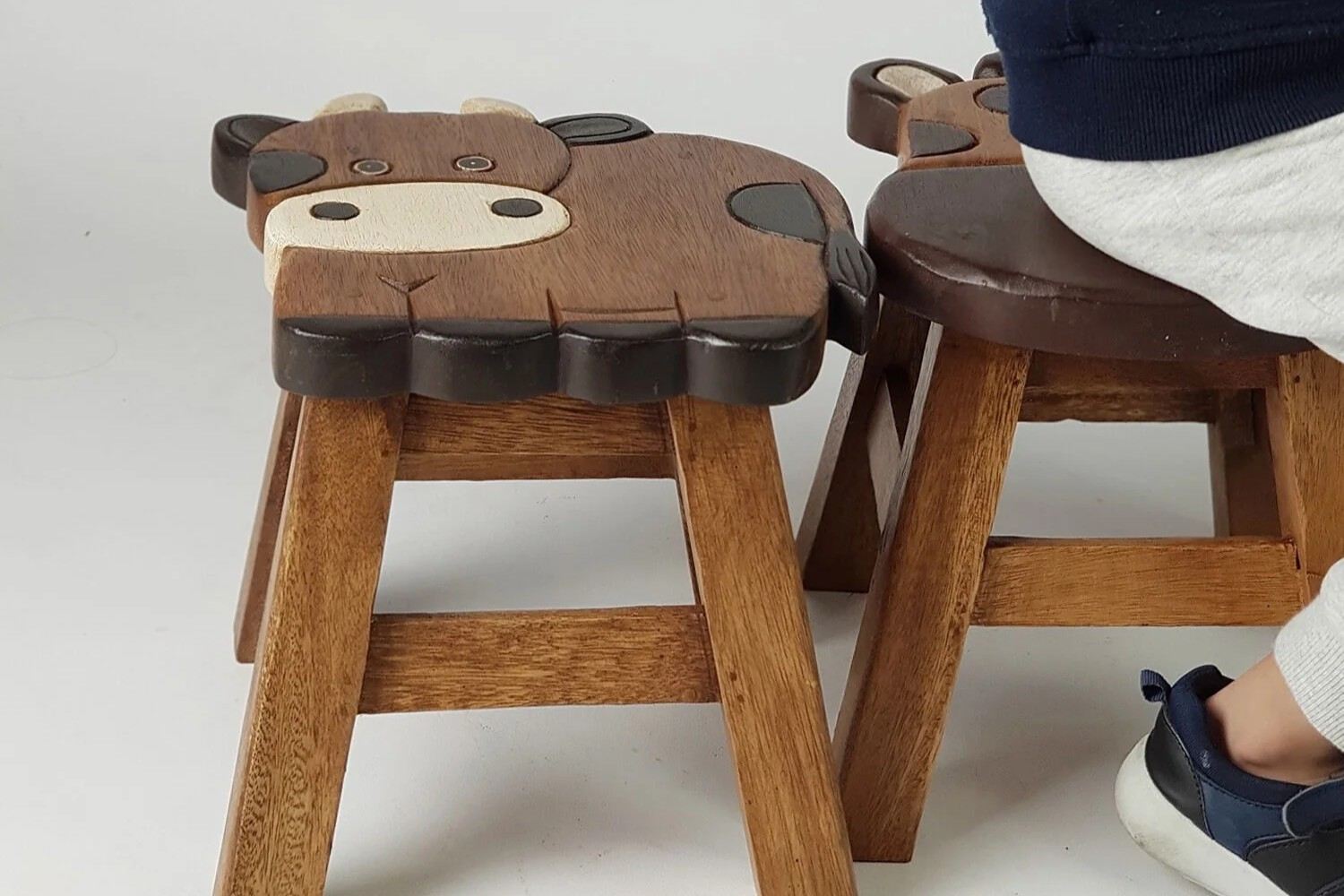 Kids Chair Wooden Stool Animal COW Theme Children’s Chair and Toddlers Stepping Stool - Image 4