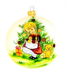Girl with Teddy Bear Christmas Bauble 100mm
