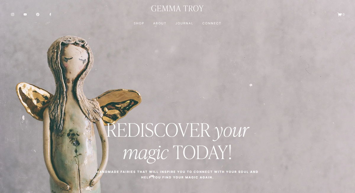 Screenshot of Gemma Troy, from the website hero section designs collection.