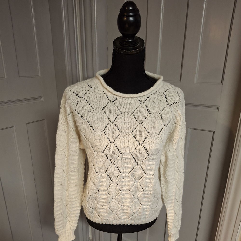 SHEILA, woollen jumper in lace pattern for ladies