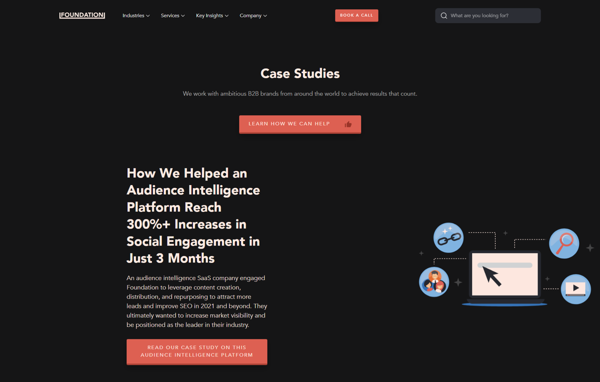 Screenshot of Foundation Marketing, from the content marketing portfolios collection.